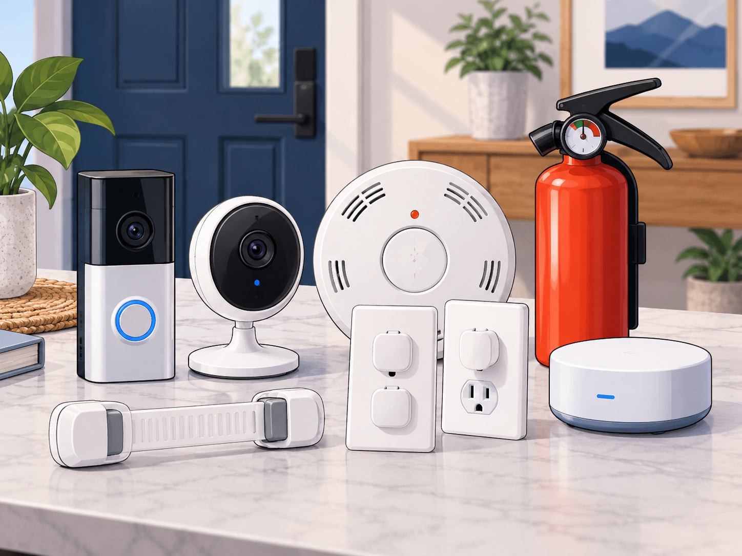 Illustration of smart-home and safety products